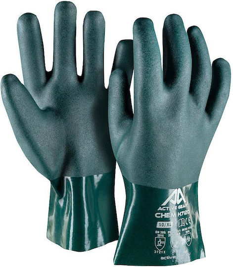 Portwest Green PVC Safety Gloves for Oil & Chemicals