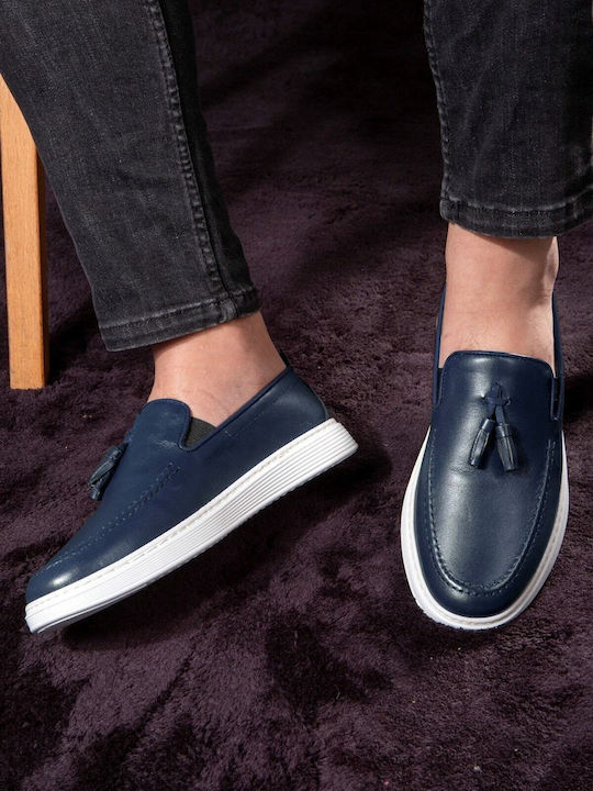 MEN'S LEATHER LOAFERS, CODE: EM12-BLUE