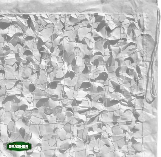 Grasher Pătrat Plasă de camuflaj Alb cu strat PU 3x3m 180gr/m²