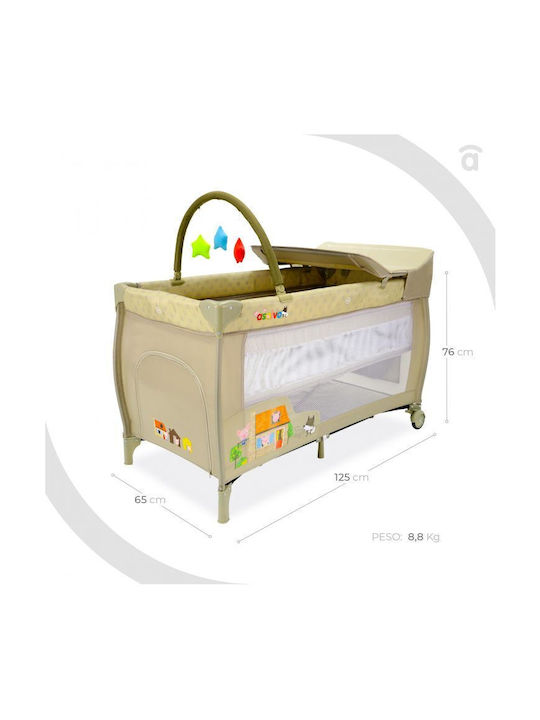 Asalvo Mix Plus Laufstall 2 Ebenen mit Wickeltisch & Matratze Beige 78x125cm