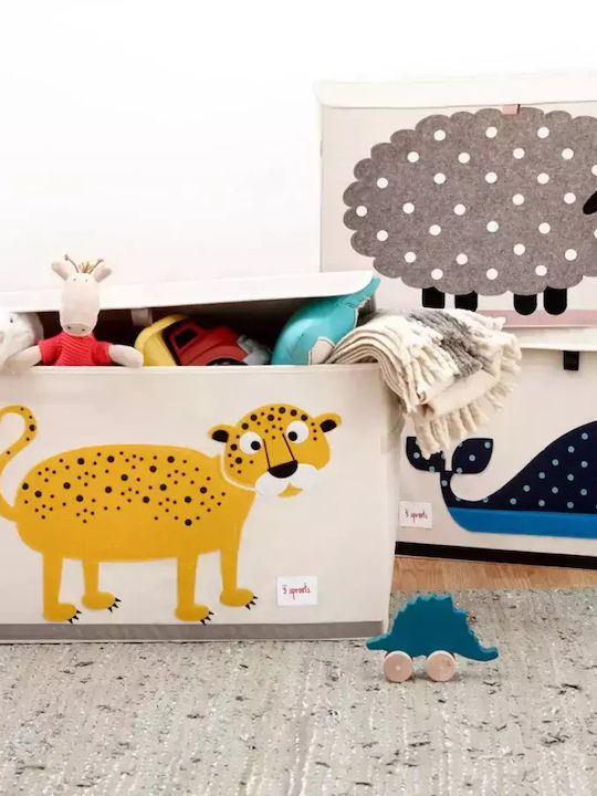 3 Sprouts Children's Folding Storage Box made of Fabric Leopard Orange 61x37x38cm 1pcs