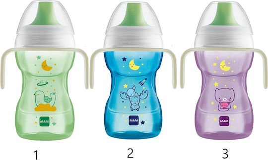 Mam Fun to Drink Cup Night Educational Sippy Cup Plastic with Handles Green for 8m+m+ 270ml