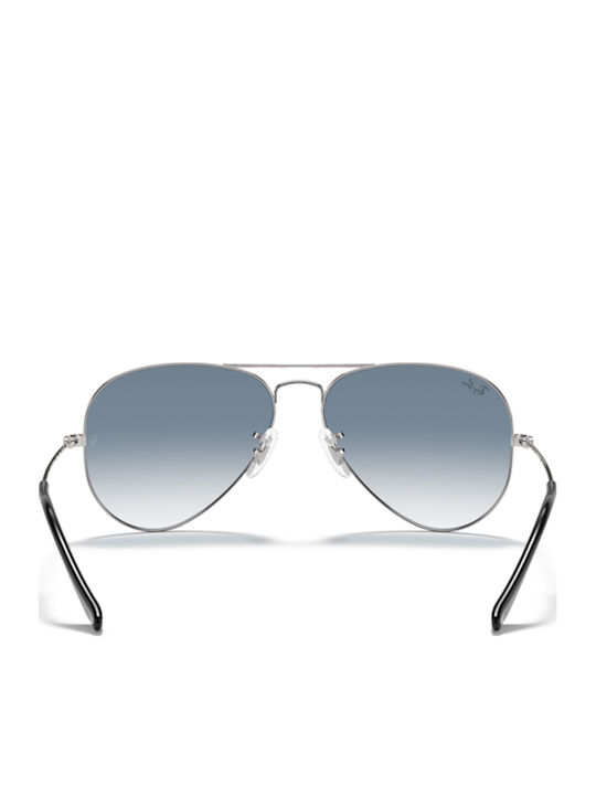Ray Ban Aviator Unisex Sunglasses with Silver Metal Frame and Blue Gradient Mirror Lens RB3025 003/3F