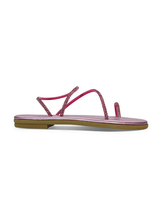 Women's leather anatomic sandal in pink color