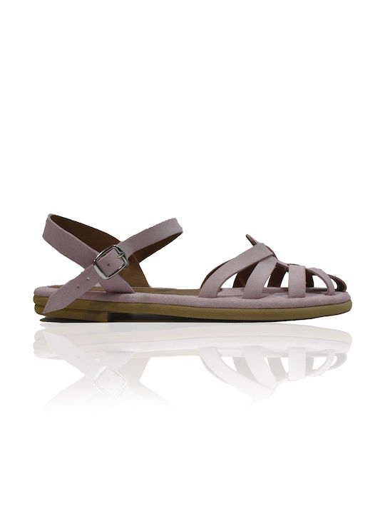 Women's leather anatomic sandal in pink color