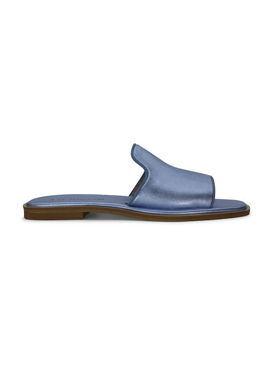 Women's anatomic leather sandal in light blue color