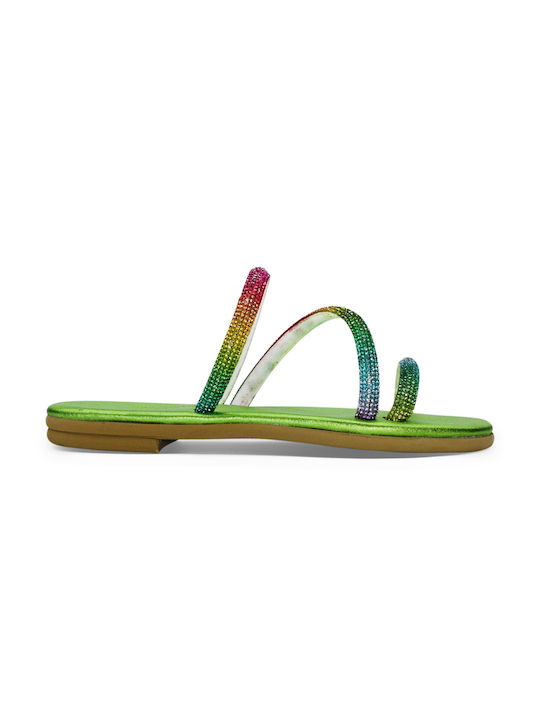 Women's anatomic leather sandal in green color