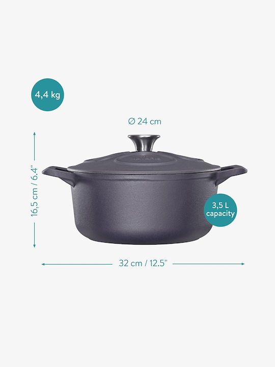 Navaris Deep Pot made of Cast Iron 3.5lt / 24cm