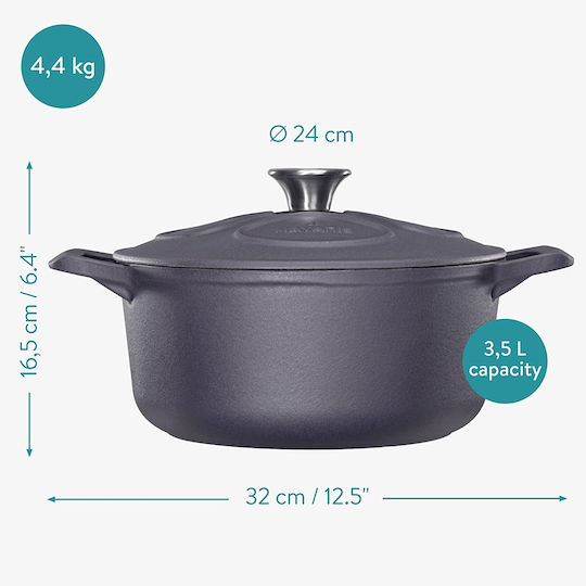 Navaris Tiefer Topf aus Gusseisen 3.5Es / 24cm