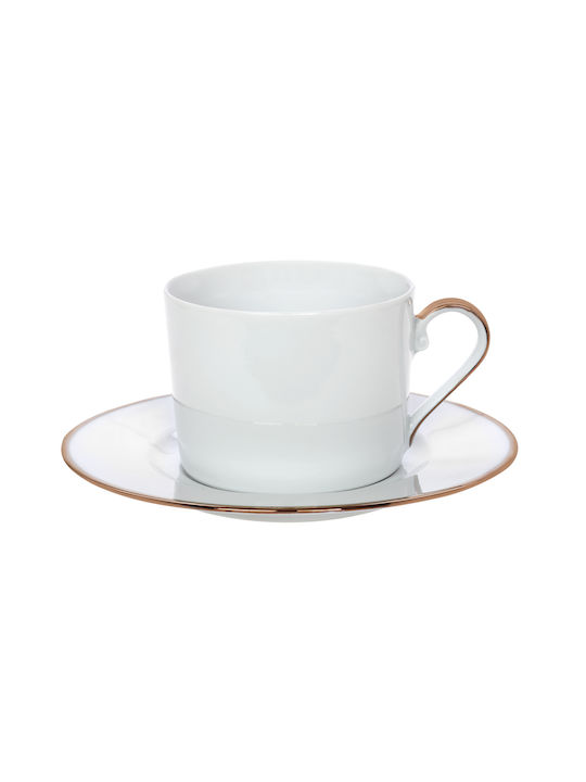 Cryspo Trio Elegance Porcelain Tea Cup Set 250ml White 6pcs G