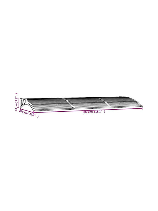 vidaXL Πολυκαρβονικό Στέγαστρο Π300xΒ100cm