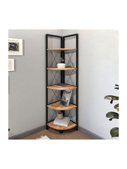 Corner Shelving Unit Floor Kelsie Black / Pine Oak 33x33x162cm