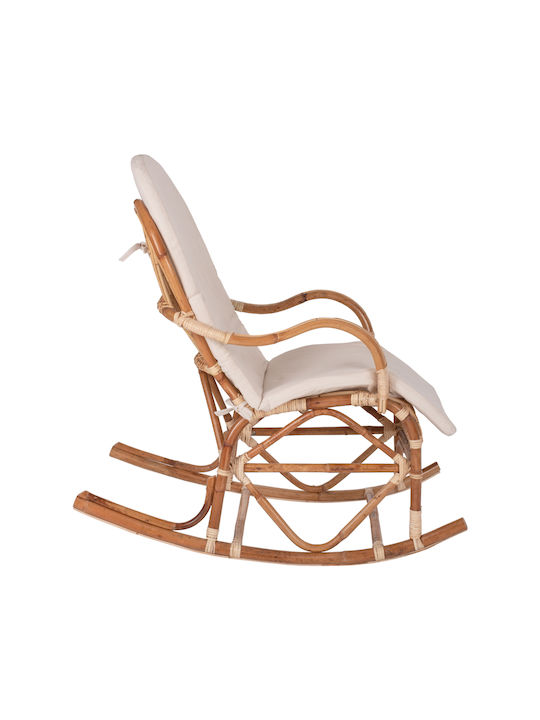 Κουνιστή Καρέκλα Rattan Santa Καφέ με Μαξιλάρι 103x60x91εκ.