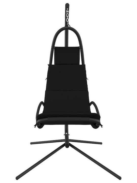 Leagăn fotoliu cu bază și pernă Metal Negru Rezistență până la 110kg L106xL93xH195cm