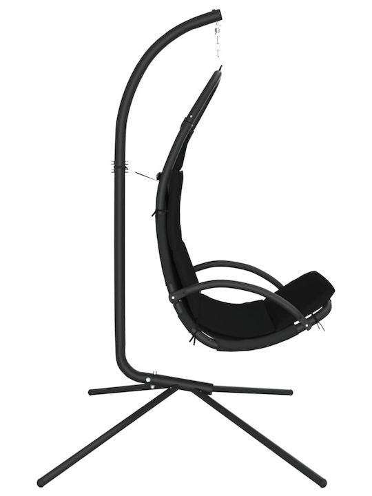 Leagăn fotoliu cu bază și pernă Metal Negru Rezistență până la 110kg L106xL93xH195cm