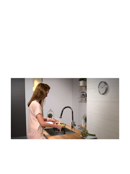 Hansgrohe Talis S2 Variarc Μπαταρία Κουζίνας Πάγκου με Ντουζ Ασημί