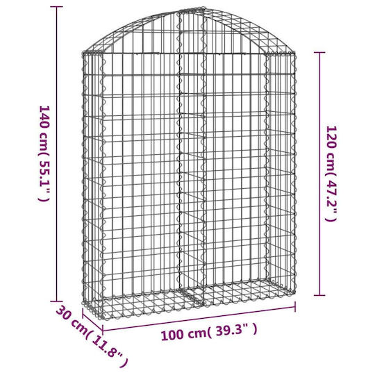 vidaXL Кутия Gabin за Ограда на Градина от Стомана 100x30x120бр 1бр Сребрист