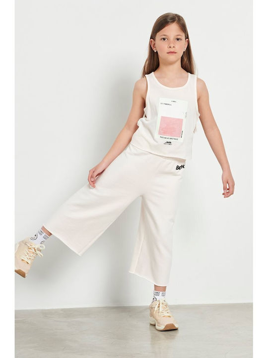 Kids' Crop Top Sleeveless Beige