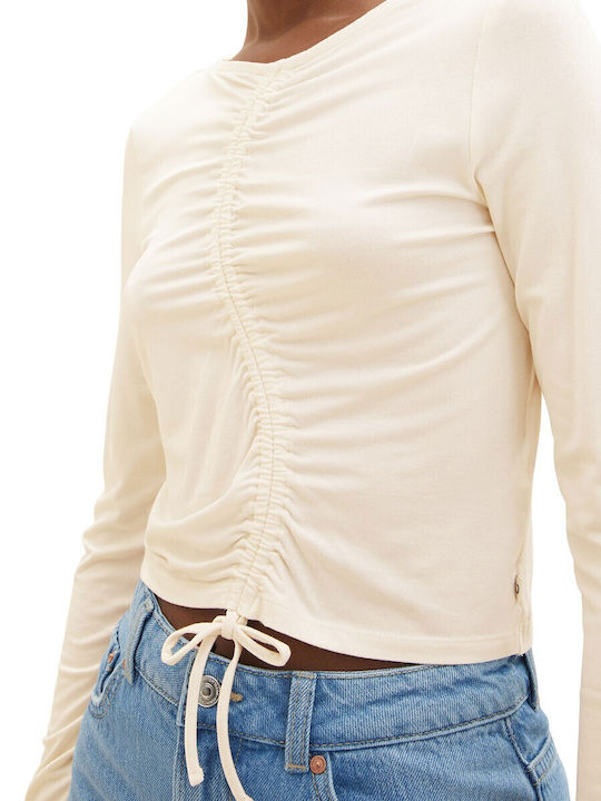 Women's Summer Blouse Cotton Long Sleeve Off White