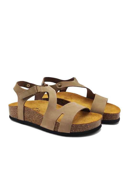 Leather Women's Anatomic Sandals Nobuck Taupe