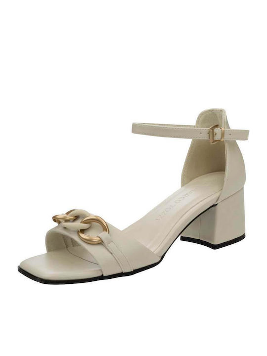Leder Sandalen Anatomisch Cream Gold