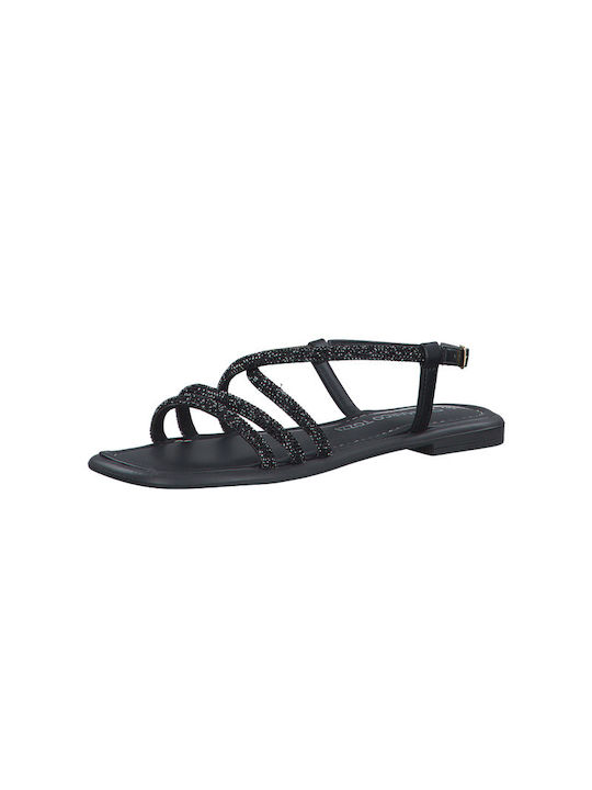 Marco Tozzi Leder Damen Flache Sandalen in Schwarz Farbe