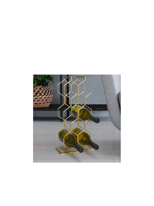 Tischplatte Flaschenhalter Metallisch für 8 Flaschen Gold 21.5x48cm
