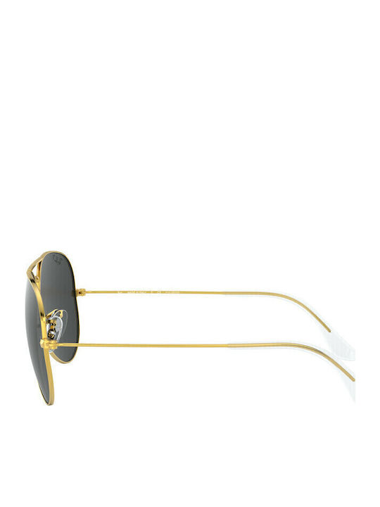Ray Ban Aviator Unisex Sunglasses with Gold Metal Frame and Black Polarized Lens RB3025 9196/48