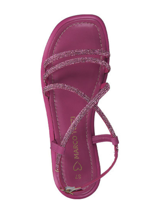 Leather Women's Flat Sandals in Purple Color