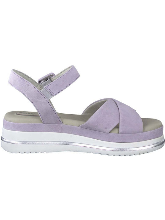 Tamaris Pantofi cu platformă Leather Crossover Women's Sandals Purple