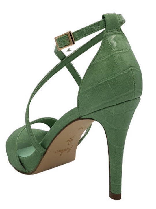 Menbur Women's Sandals Mint with Chunky High Heel