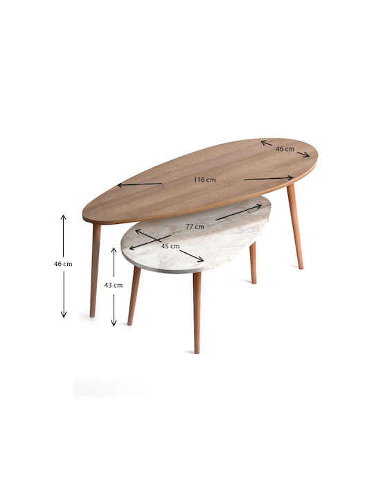 Oval Couchtisch Elips Holz Oak / Beige B116xT46xH46cm