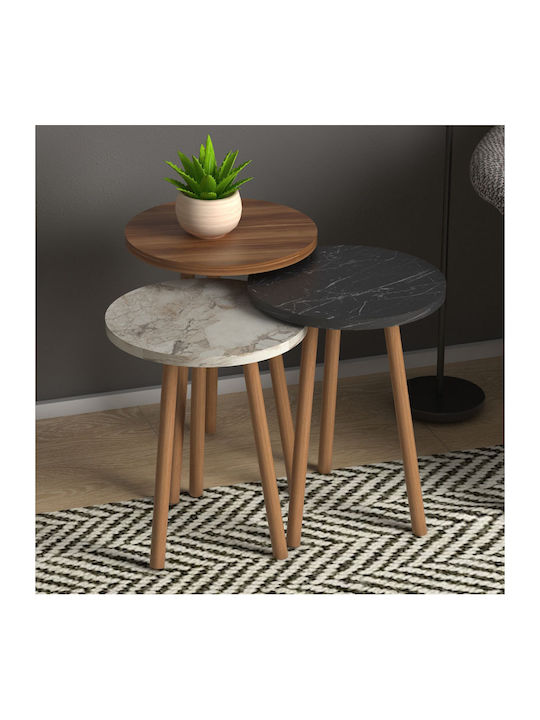 Roma Round Wooden Zigon Tables Multicolour L33xW33xH46cm