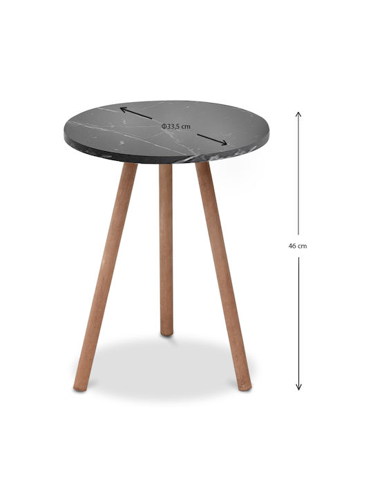 Round Side Coffee Table Roma Wooden Black W33.5xL33.5xH46cm