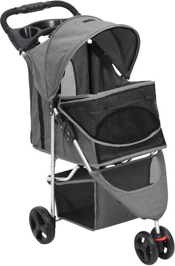 vidaXL Dog/Cat Carrying Gray Stroller for 15kg Pets L98xW46xH98cm