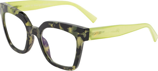 Asti Women's Acetate Blue Light Blocking Glasses Butterfly Green Tortoise