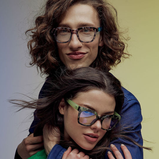Asti Women's Acetate Blue Light Blocking Glasses Butterfly Green Tortoise