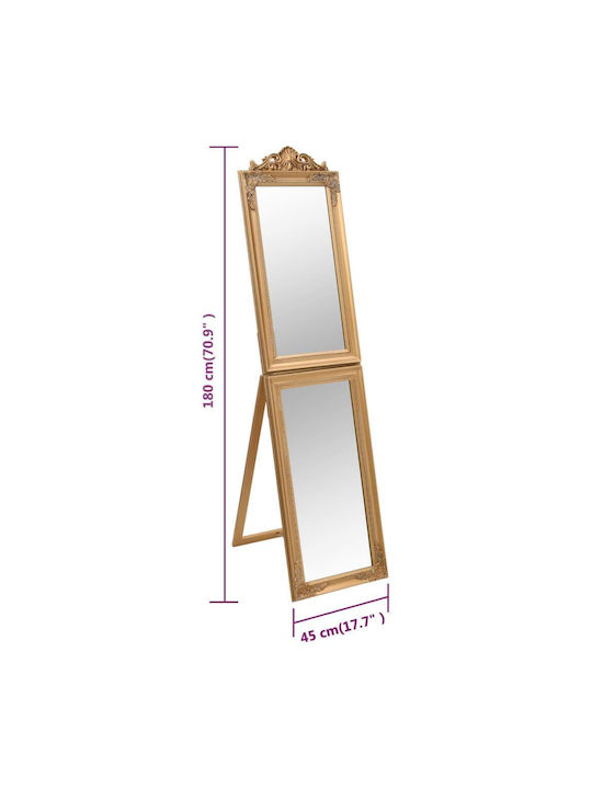 vidaXL Floor Mirror with Wooden Frame Gold 45x180cm