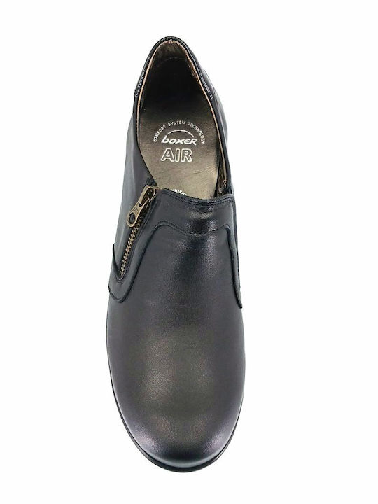Ανατομικά Γυναικεία Slip-On Δερμάτινα Μαύρα