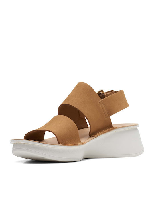 Women's Leather Ankle Strap Platforms Tabac Brown