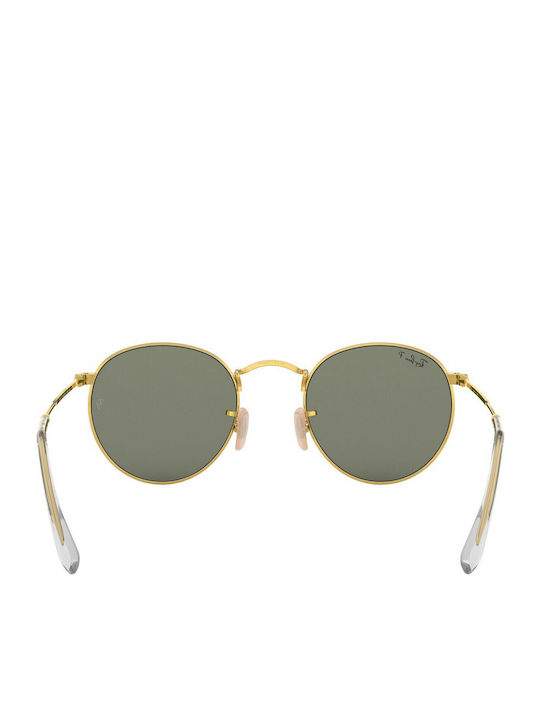 Ray Ban Round Metal Unisex Sunglasses with Gold Metal Frame and Green Polarized Lens RB3447 001/58