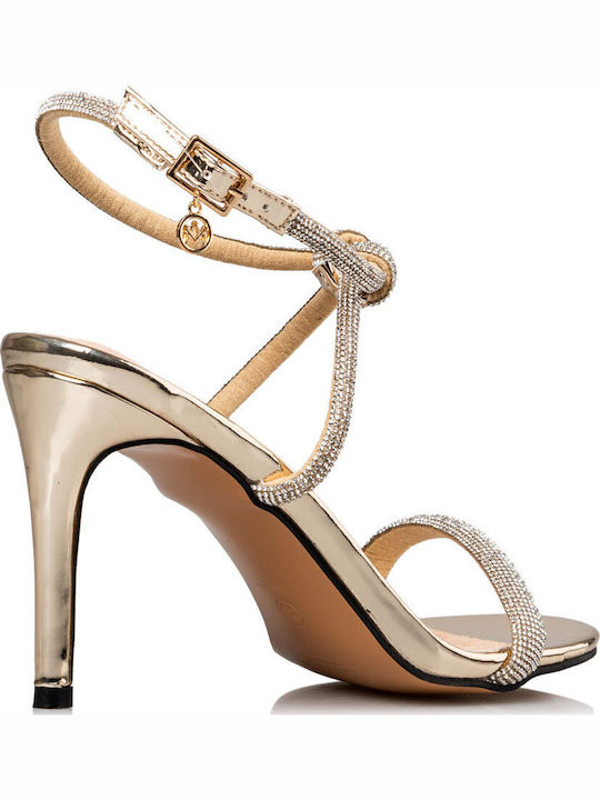 Sandals with Strass Gold