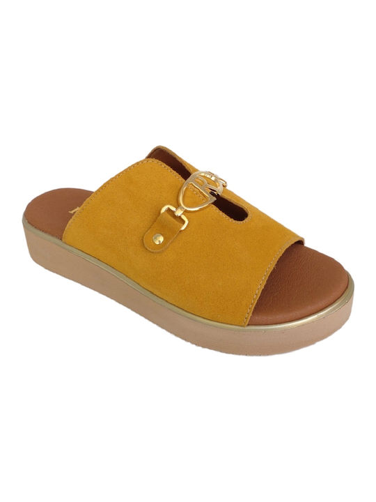 Ragazza Women's Suede Platform Wedge Sandals Yellow