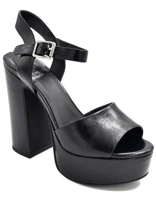 Jeffrey Campbell Platform Leather Women's Sandals Black with Chunky High Heel