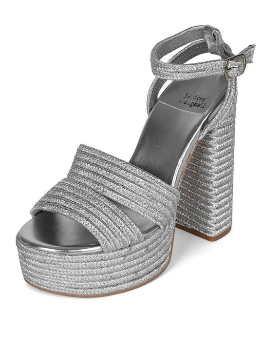 Jeffrey Campbell Platform Women's Sandals Silver with Chunky High Heel