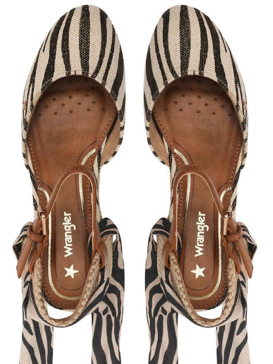Women's Fabric Platform Espadrilles Black/Beige
