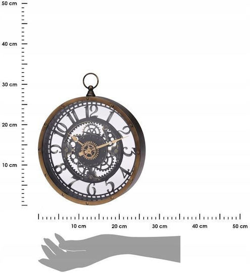 Αντικέ Ρολόι Τοίχου Πλαστικό Καφέ Ø26.7cm