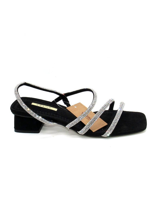 Corina Damen Sandalen mit Chunky niedrigem Absatz in Schwarz Farbe