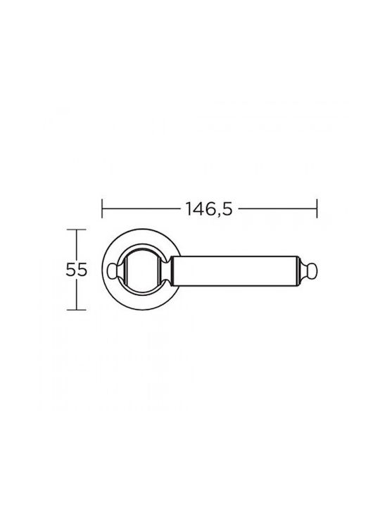 Rosetta Knob N295 Nickel matte-Chrome 146mm Piece Right for Front Door