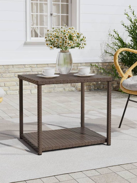 Auxiliary Outdoor Rattan Table Brown 55x45x49cm